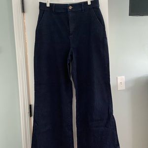 Ann Taylor dark wash wide leg trouser jeans